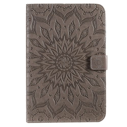 Coque Motif Flowers Relief Motif Pu Cuir Etui À Rabat Pour Ipad Mini 1/2/3/4/5 - Gris