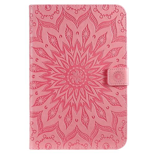 Coque Motif Flowers Relief Motif Pu Cuir Etui À Rabat Pour Ipad Mini 1/2/3/4/5 Rose
