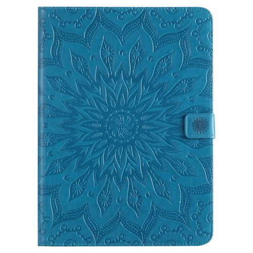 Coque Motif Flowers Relief Motif Pu Cuir Etui À Rabat Pour Ipad 5/Ipad 6 - Bleu