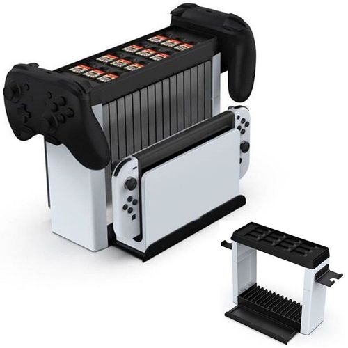 Blanc Support De Console Multifonction Oled Pour Nintendo Switch, Tour De Support De Stockage Pour Manettes