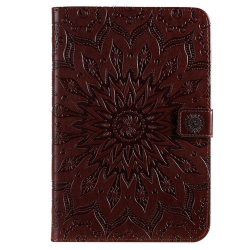 Coque Motif Flowers Relief Motif Pu Cuir Etui À Rabat Pour Ipad Mini 1/2/3/4/5 - Marron