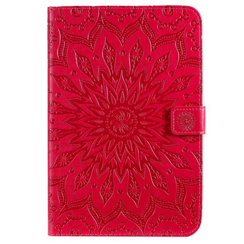 Coque Motif Flowers Relief Motif Pu Cuir Etui À Rabat Pour Ipad Mini 1/2/3/4/5 - Rouge