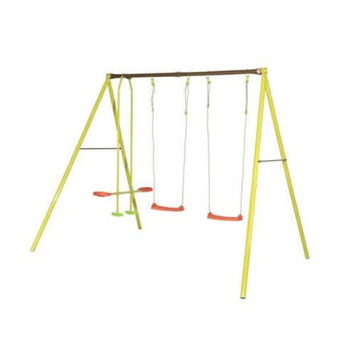 Trigano Portique Métal Elirou 2,20m - 2 Balançoires Injectées + 1 Face À Face