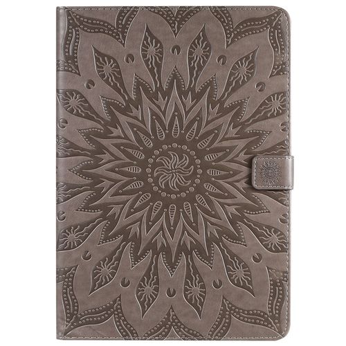 Coque Motif Flowers Relief Motif Pu Cuir Etui À Rabat Pour Ipad 10.2 2019/Pro10.5/Air2019 - Gris