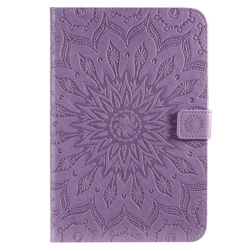 Coque Motif Flowers Relief Motif Pu Cuir Etui À Rabat Pour Ipad Mini 1/2/3/4/5 - Violet