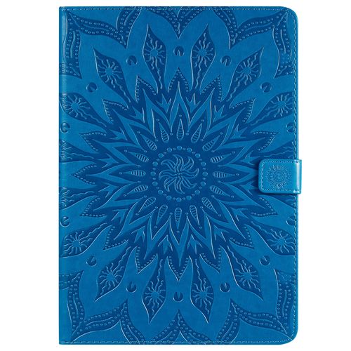 Coque Motif Flowers Relief Motif Pu Cuir Etui À Rabat Pour Ipad 10.2 2019/Pro10.5/Air2019 - Bleu