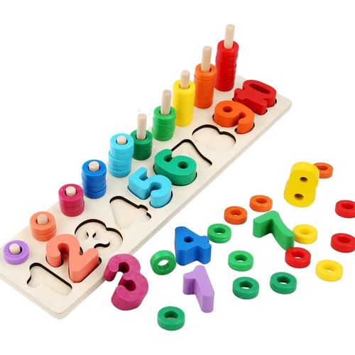 Felly Jouet Montessori 1 2 3 + Ans Bébé, Jeux Éducatif Mathématiques Puzzles  en bois, Apprendre à Compter et Les Couleurs Jeu Reconnaissance de Numéro  la Forme Puzzle, Parfait Cadeau Enfant