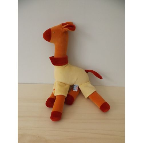 Doudou Girafe Jaune Rouge Orange Sucre D'orge