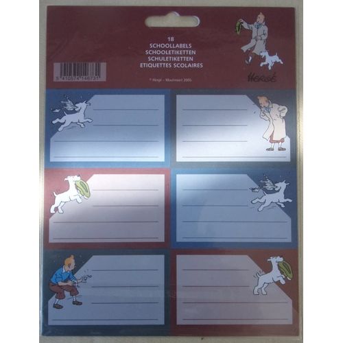 Etiquettes Scolaires Tintin, Blister De 18 Pieces Modèle 3 - 2005