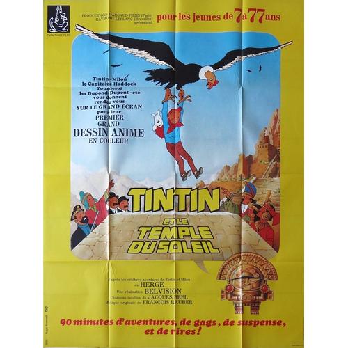 Affiche Cinéma Tintin Et Le Temple Du Soleil - Hergé (1er Tirage) 120x160cm