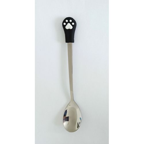 Cuilleres A Cafe Patte De Chat. Noir Et Blanc. 15 Cm