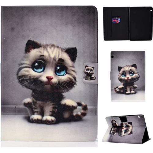 Coque Huawei Mediapad T5 10 Étui Pu Cuir - [Protection D'angle] Coque De Protection Multi Angles Folio Stand Housse Étui Case Cover?Pet Cat