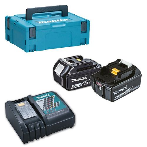Makita 198116-4 - batterie Li-Ion 18V - pack débutant (2x 6,0Ah) avec coffret Mbox