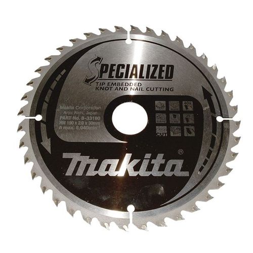 Makita SPECIALIZED Lames pour scies circulaires 190x30x40D - B-33180