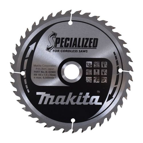 Makita Lame pour scies circulaires à batteries SPECIALIZED 165x20x40Z - B-32960