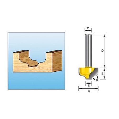 Makita Fraises à moulurer 1/4 Rond 2 taillants sans roulements 6mm - D-09357
