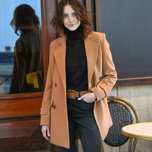 manteau caban femme marron