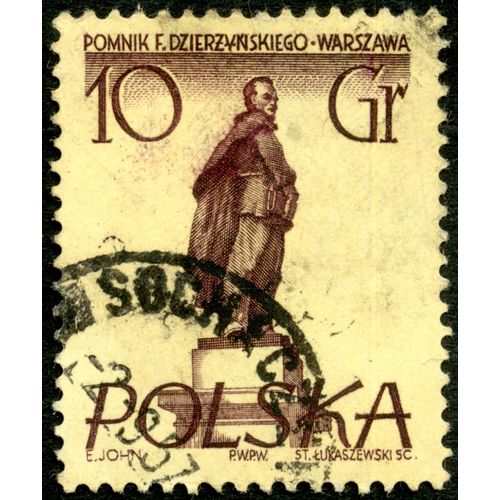 Timbre Oblitéré Polska, Pomnik F. Dzierzynskiego, Warszawa, 10 Gr, John, Lukaszewski