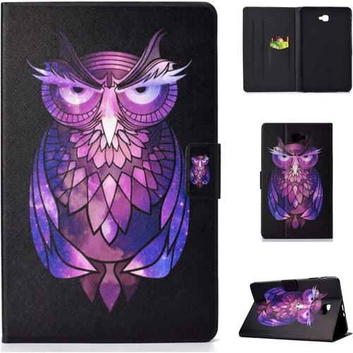 Coque Samsung Galaxy Tab A6 10.1 Violet Hibou Motif Flip Pochette Etui En Cuir Housse De Protection Avec Porte Carte Support Smart Cover Pour Samsung Galaxy Tab A6 10.1 2016 Sm-T580/T585