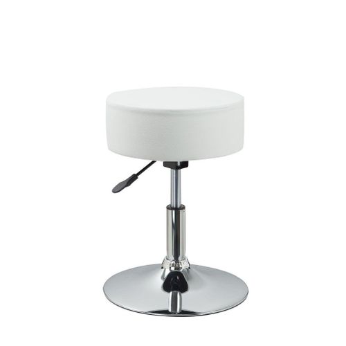 Tabouret Chaise Noir Hauteur Réglable Cuir Synthétique Blanc Tabo09030