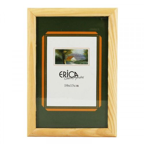 Cadre photo - Bois naturel - Pour photo 10 x 15 cm - Vitre en verre