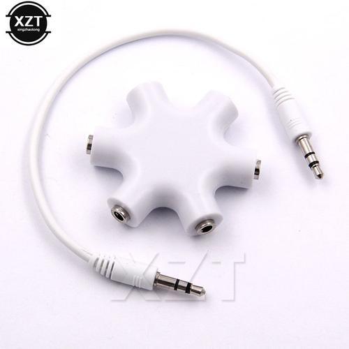 Séparateur Audio Portable 3.5mm Jack 6 multi-ports 3.5 Aux, connecteur de casque, adaptateur de séparateur, convertisseur pour haut-parleur et Microphone