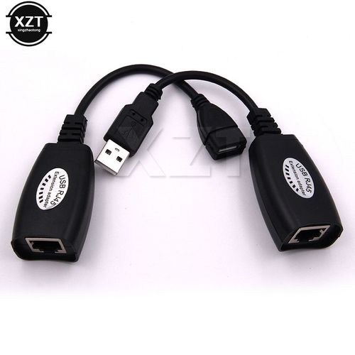 Adaptateur d'extension de câble USB vers RJ45 RJ 45 LAN jusqu'à 150 pieds, cordon de raccordement Cat5 RJ45 Cat6, accessoires de réseau noirs