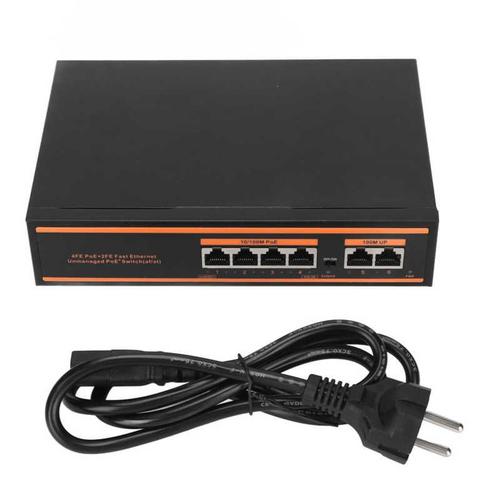 Commutateur de réseau Ethernet, Compact, 6 ports en alliage d'aluminium, 100M, prise ue 100-240V