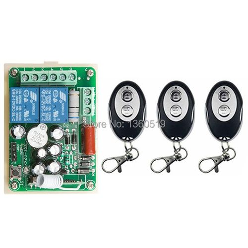 Système de commutateur de télécommande sans fil AC220V 2CH 1 * récepteur + 3 * émetteurs en forme d'ellipse pour appareils porte de Garage