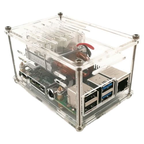 Boîtier Transparent En Acrylique Pour Raspberry Pi 4b, Boîtier Pour Ventilateur De Commande Surélevé