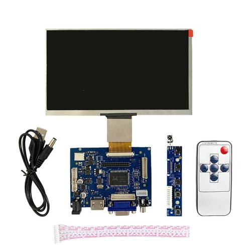 Moniteur pour Raspberry Pi 2/3, écran LCD IPS 7 pouces 1024x600, avec télécommande, Compatible AV + VGA + HDMI, Kit d'installation autonome