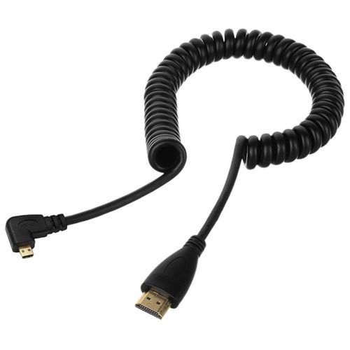 Câble Micro HDMI à HDMI mâle coudé à gauche, longueur étirée pour caméras