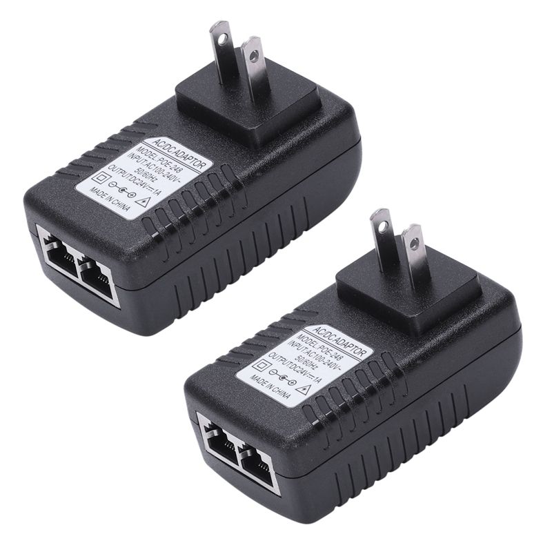 Adaptateur d'injecteur POE Ethernet 2X, pour passerelle de téléphone IP, caméra IP (prise US 24V/1A)