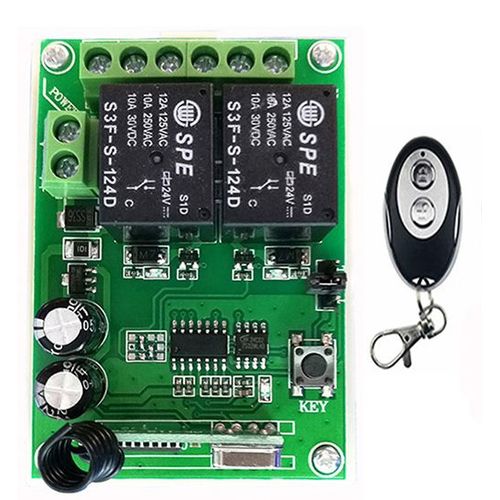 Système de commutateur de télécommande sans fil, récepteur + transmetteurs en forme d'ellipse, code d'apprentissage/fenêtre/portes de Garage, DC24V 2CH 2CH RF