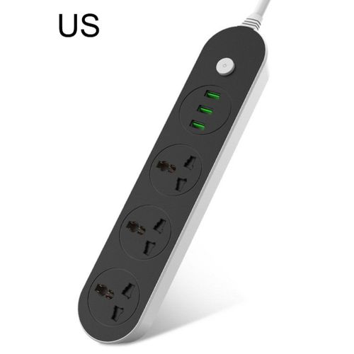 Adaptateur de prise de courant haute puissance USB 2500W, charge rapide, multiprise universelle avec 3 sorties USB