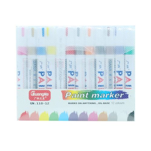 Stylo Étanche Coloré Pour Pneus De Voiture, 12 Pièces/Lot, Marqueurs De Peinture Permanents En Métal Cd, Graffiti, Marqueur D'huile, Papeterie De Bureau