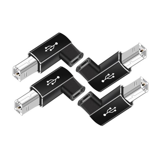 Paquet de 4 USB C À Midi 90 Degrés Adaptateur USB C Femelle À USB B Mâle Adaptateur Pour Imprimantes, MIDI, Électrique Pianos