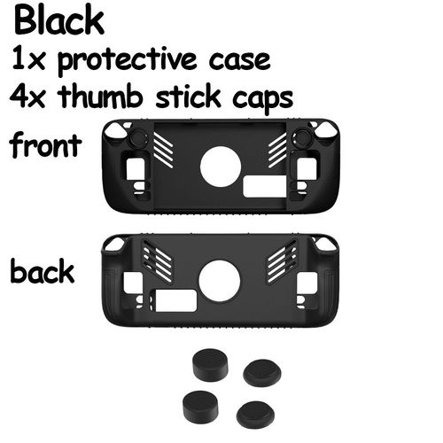 Coque Arrière Antidérapante En Silicone Pour Console De Jeu Steam Deck + 4 Pièces De Capuchons De Pouce, Accessoires Pour Steam Deck