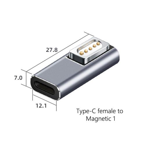Adaptateur magnétique USB type-c PD, 60W, charge rapide, convertisseur de prise, pour Samsung Apple Magsafe 2 MacBook Pro