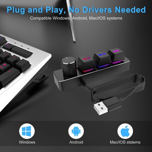 Clavier mécanique à 3 touches et 1 bouton, avec Macro de programmation, personnalisé, USB rvb, filaire Programmable, interrupteur rouge