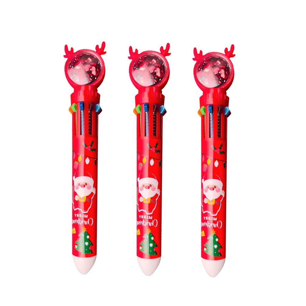 Stylo à bille multicolore dessin animé, 1 pièce, père noël arbre de noël  cerf, stylo à bille, cadeau d'école primaire, papeterie, joyeux noël