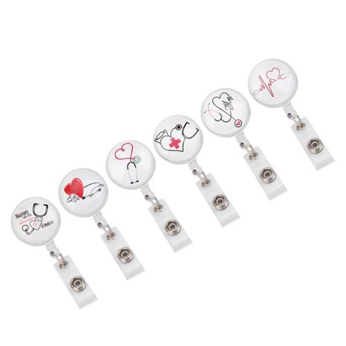 Bobine De Badges Rétractable Et Rotative, Accessoires Pour Employés De Bureau, Mignons Et Portables, Carte D'identité Avec Pince Crocodile, Cadeau Pour Enseignant, 6 Pièces