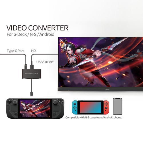 Convertisseur Vidéo Usb 3.0, Hdmi, Adaptateur Vidéo Tv Portable, Station De Charge Pour Nintendo Switch/Oled, Compatible Avec Steam Deck, 1080p