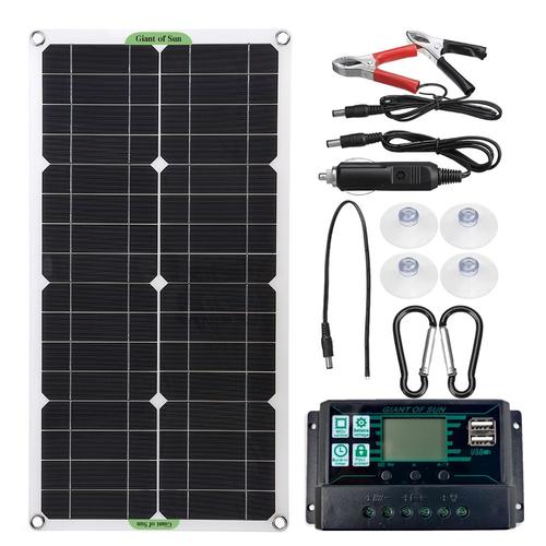 Kits de panneaux solaires 100W 12V/24V avec contrôleur 30A/60A/100A, cellules solaires, double USB, pour voiture, Yacht, camping-Car, bateau, téléphone portable