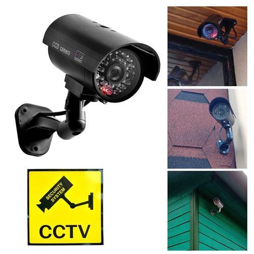 Caméra factice d'extérieur, fausse caméra de sécurité CCTV, support en plastique ABS d'ingénierie avec lumière LED rouge clignotante