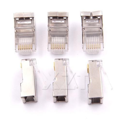 Connecteurs réseau blindés rj45 cat6, 100 pièces/lot, fiches rj45 8p8c, terminaux pour commutateurs de câble ethernet stp, modem