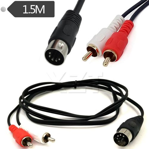 Câble Audio à fiche mâle, 0.5M 1.5M, 5 broches DIN MIDI mâle vers 2 doubles RCA, pour système stéréo Naim Quad