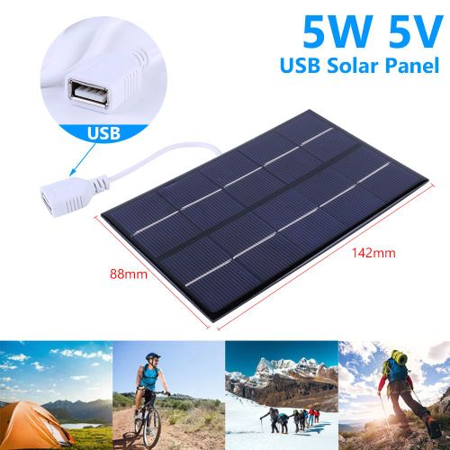 Panneau Solaire Portable 5w 5v Usb, 1-5 Pièces, Chargeur De Téléphone En Plein Air Camping Voyage Bricolage Générateur