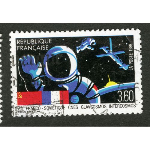Timbre Oblitéré Vol Franco-Soviétique Cnes Glavcosmos Intercosmos,La Poste 1989,République Française,3,60