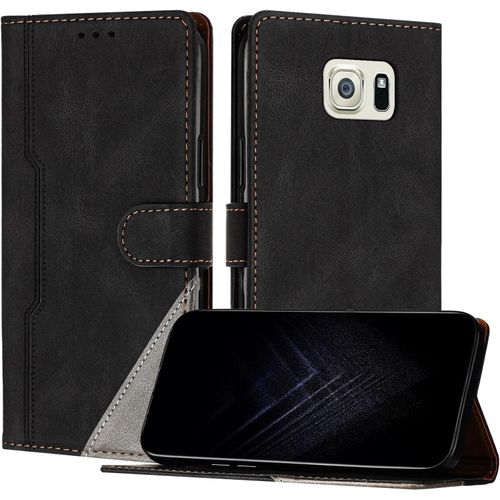 Coque Pour Samsung Galaxy S6 Edge Plus, Porte Carte Cuir Pu Portefeuille Avec Fonction Support | Fermeture Magnetique | Antichoc |Tpu Etui Pour Galaxy S6 Edge Plus (Noir)